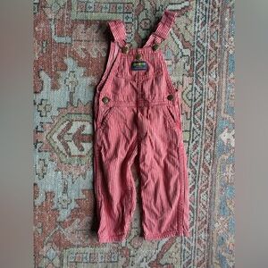 Vintage Oshkosh red stripe railroad denim overalls - 2T